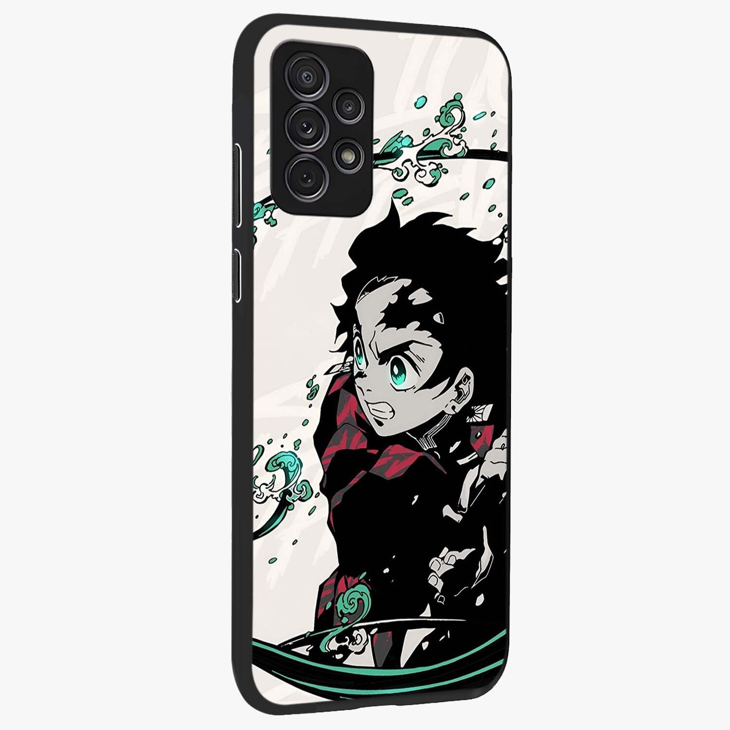 Demon Slayer Glass Case upright view showcasing powerful anime artwork with intense warrior theme.