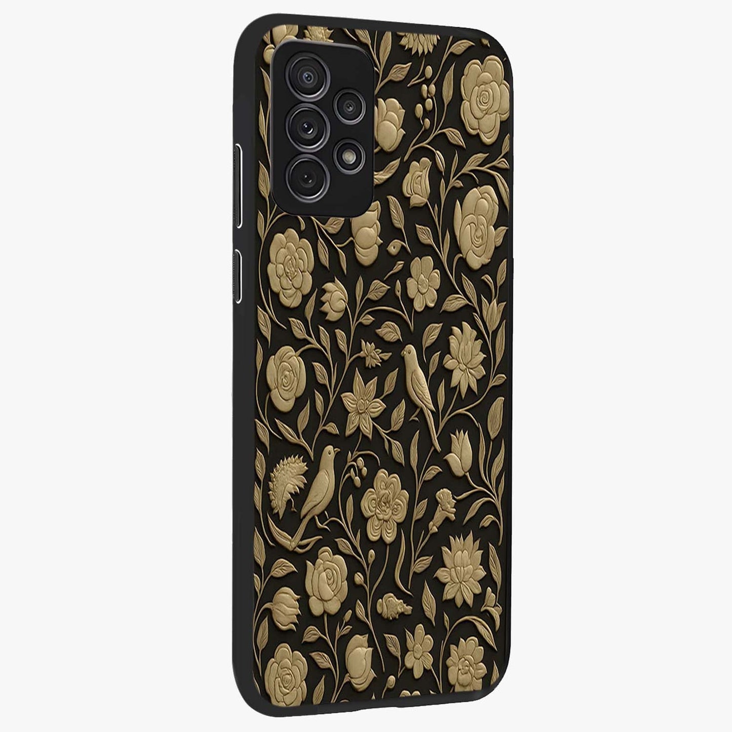 Golden Evil Eye Mandala Glass Case upright view showcasing decorative evil eye mandala artwork with spiritual aesthetic style.