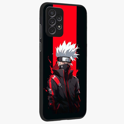 Kakashi Scarlet Shadow Glass Case upright view showcasing intense anime ninja artwork with dark action theme.