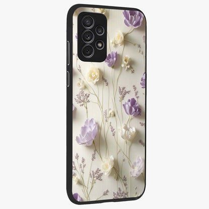Lilac Breeze Harmony Glass Case upright view showcasing delicate lilac artwork with peaceful floral theme.