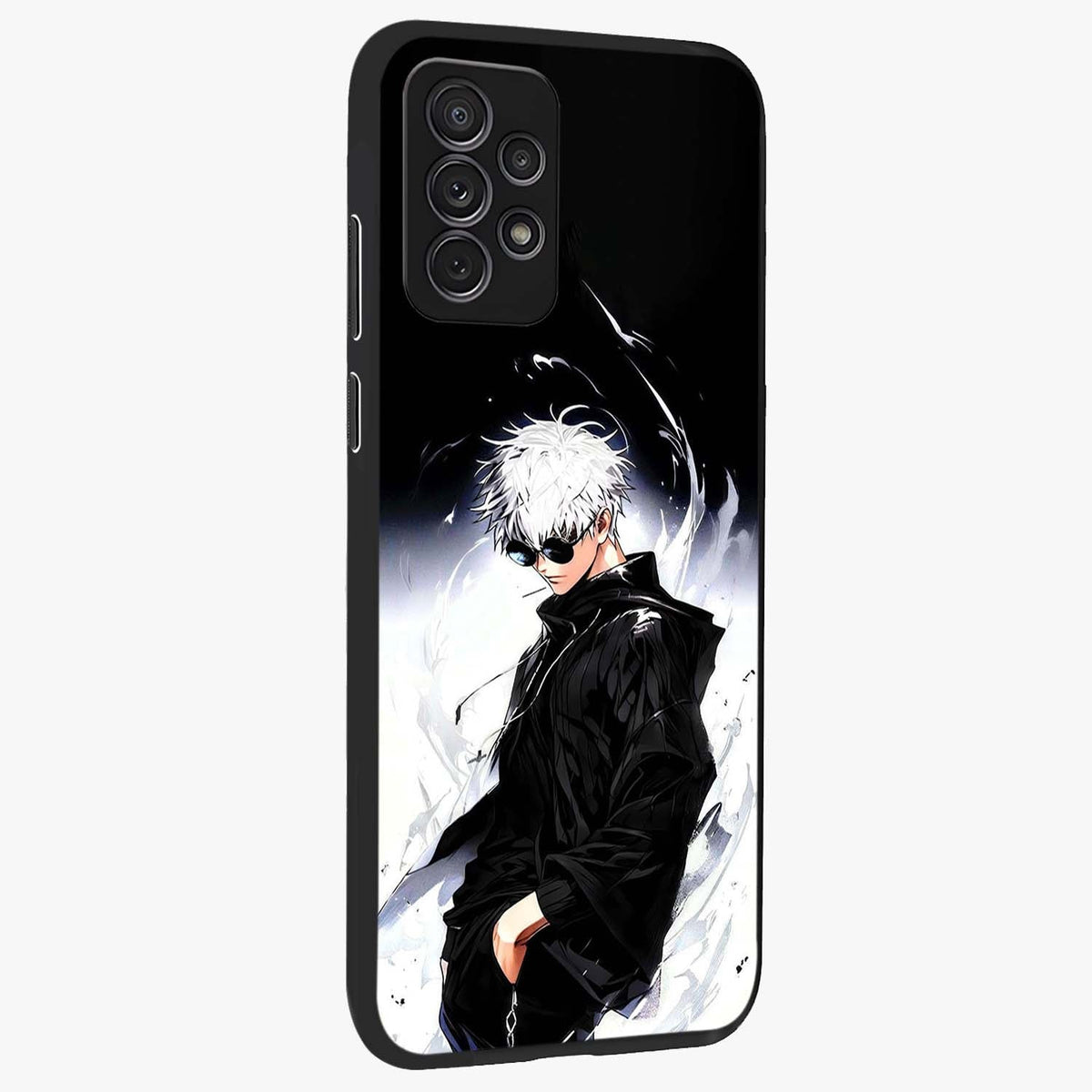 Limitless Shadow King Glass Case upright view showcasing bold shadow warrior artwork with epic fantasy theme.