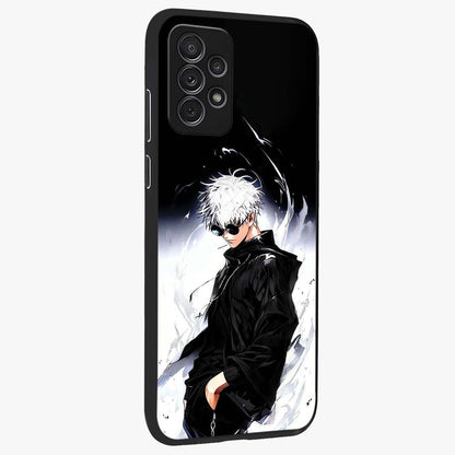 Limitless Shadow King Glass Case upright view showcasing bold shadow warrior artwork with epic fantasy theme.