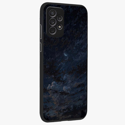 Lunar Veil Silence Glass Case upright view showcasing calm moon themed artwork with serene night atmosphere.