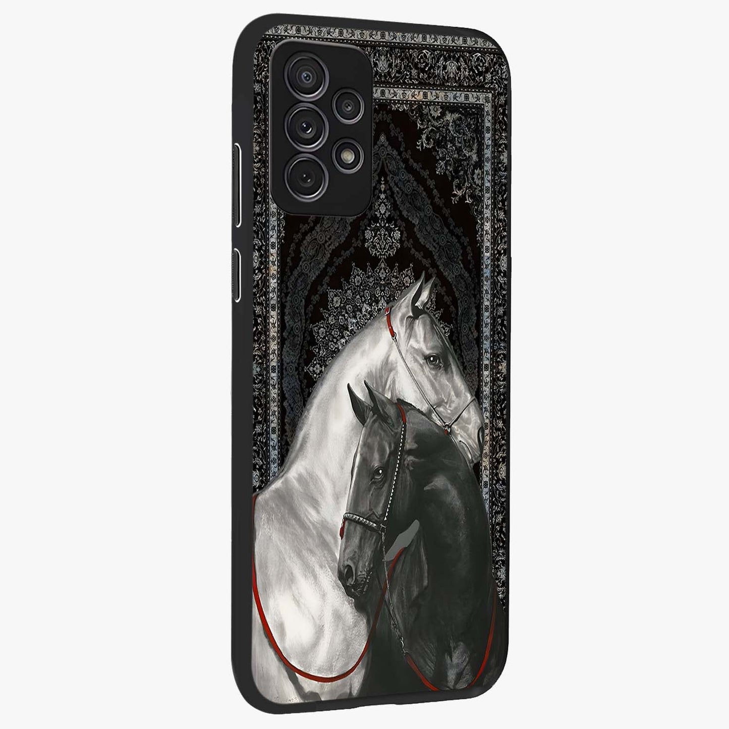 Majestic Ride Legacy Glass Case upright view showcasing dynamic ride inspired artwork with modern automotive theme.