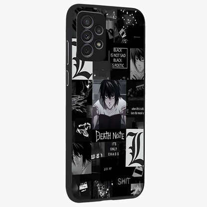 Midnight Chaos Mind Glass Case upright view showcasing expressive abstract artwork with bold dark theme.