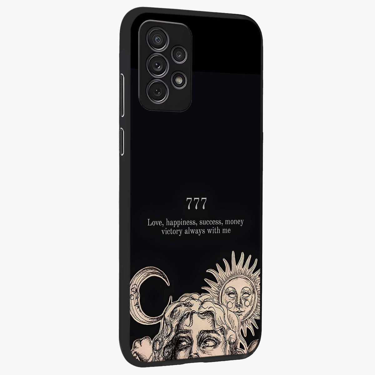 Mystic Victory Aura Glass Case upright view showcasing powerful victory themed artwork with spiritual energy vibe.