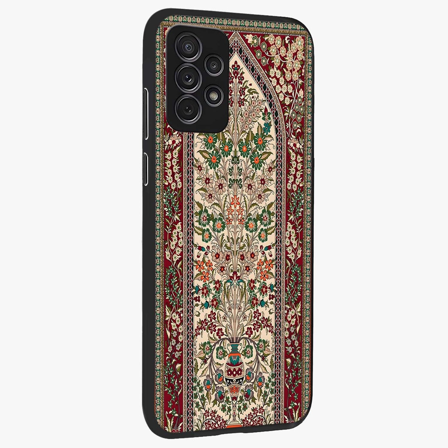Persian Inspired Glass Case upright view showcasing decorative Persian artwork with rich heritage theme.