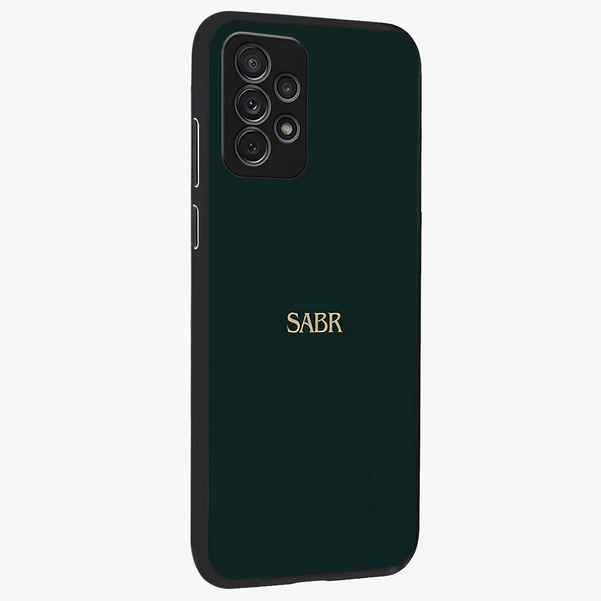 Sabr Minimal Patience Glass Case upright view showcasing calm minimalist artwork with motivational patience theme.