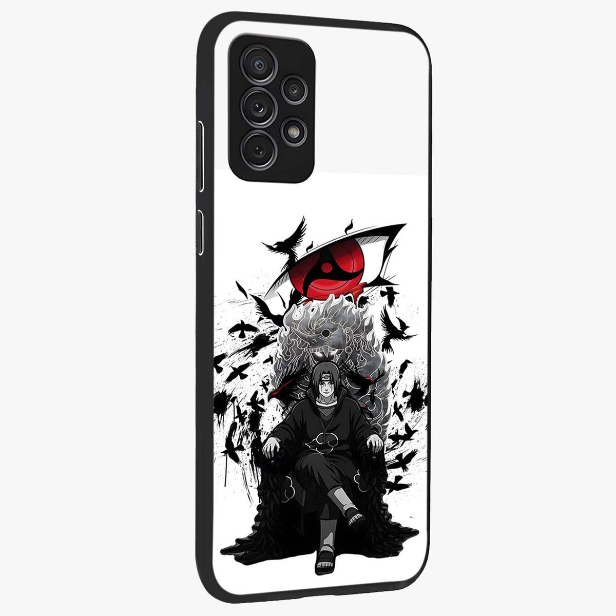 Uchiha Shadow Throne Glass Case upright view showcasing magical underwater galaxy artwork with vibrant cosmic theme.