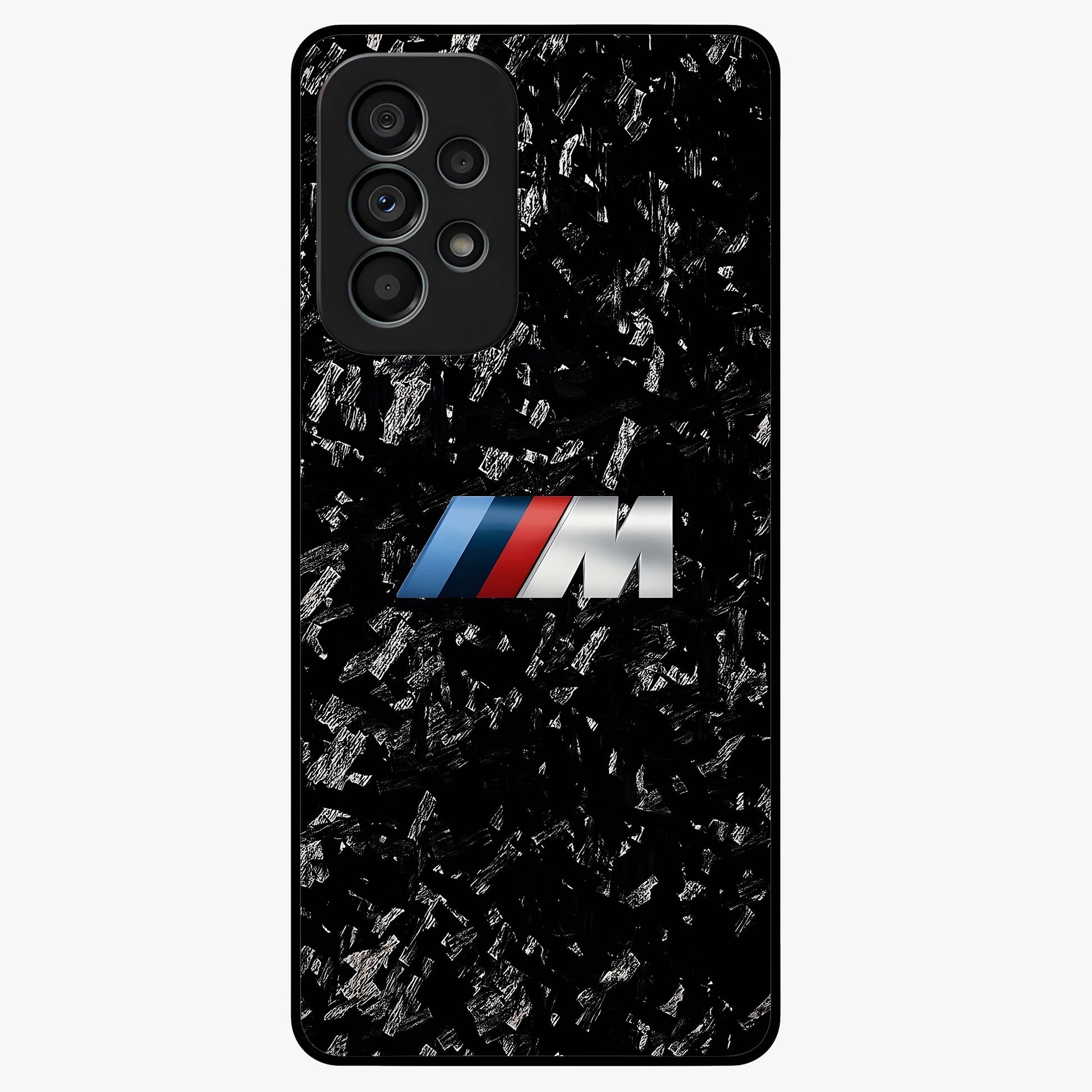 Carbon Speed Mark Glass Case showing flat back view with sporty carbon pattern artwork and glossy glass finish.