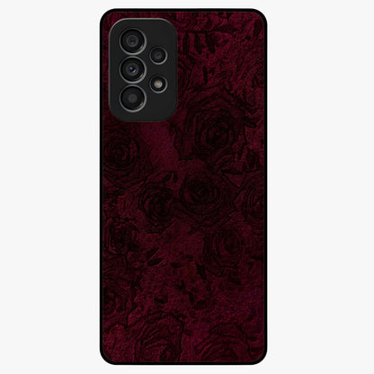 Crimson Fade Flow Glass Case showing flat back view with flowing crimson gradient artwork and glossy glass finish.