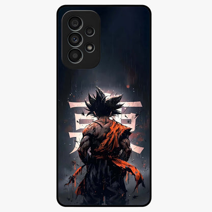 Dark Warrior In Rain Glass Case showing flat back view with warrior artwork in rainy atmosphere and glossy glass finish.