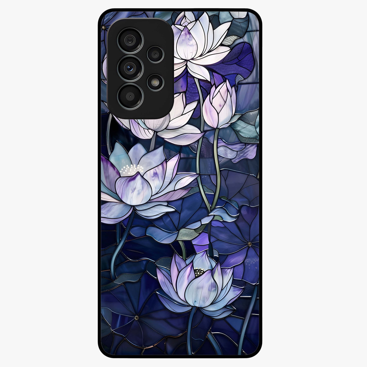 Gloss Petal Rush Glass Case showing flat back view with glossy flower petal artwork and smooth glass finish.