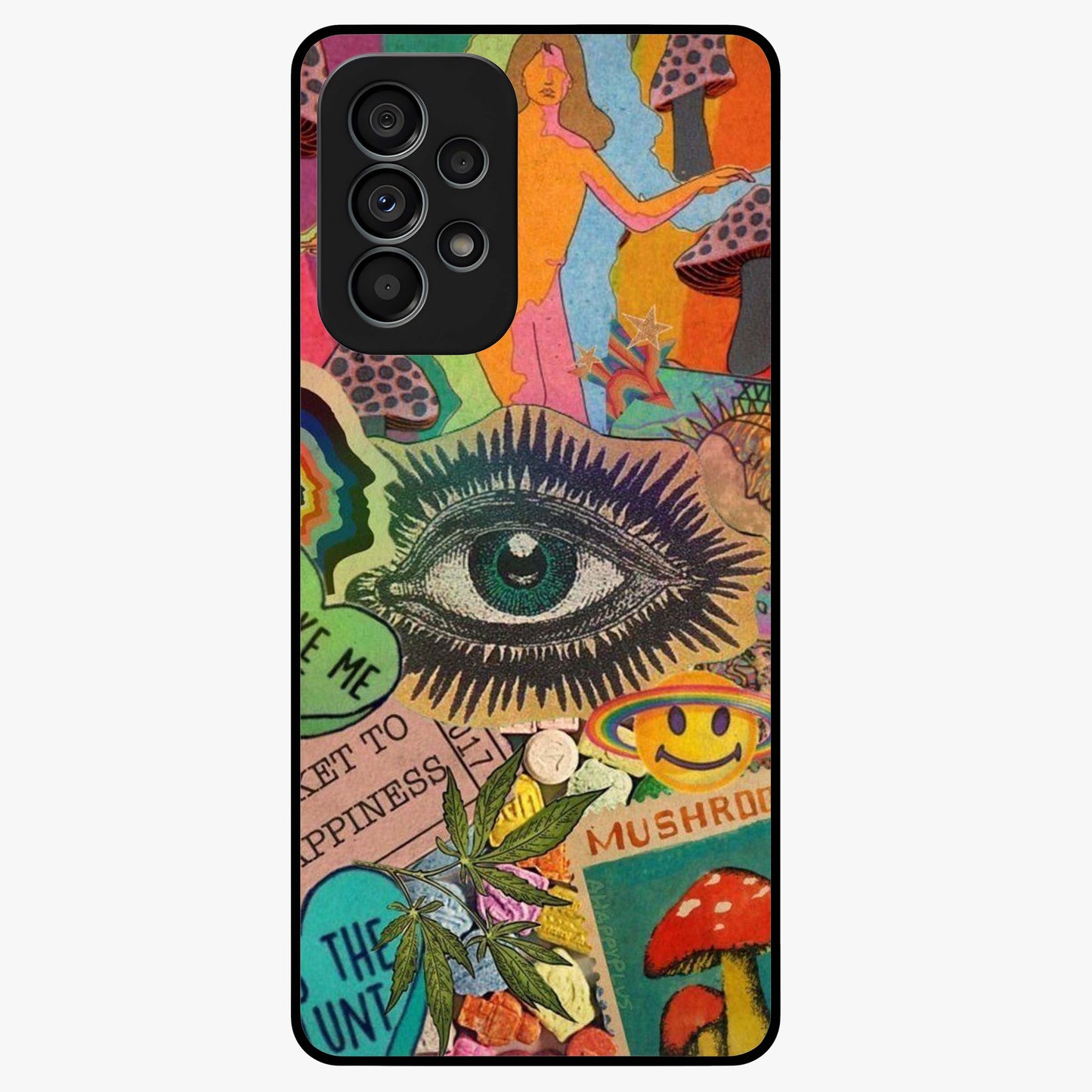 Mystic Eye Wonderland Glass Case showing flat back view with mystical eye themed artwork and glossy glass finish.