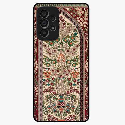 Persian Inspired Glass Case showing flat back view with ornate Persian style pattern artwork and glossy glass finish.