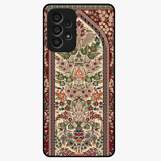 Persian Inspired Glass Case showing flat back view with ornate Persian style pattern artwork and glossy glass finish.