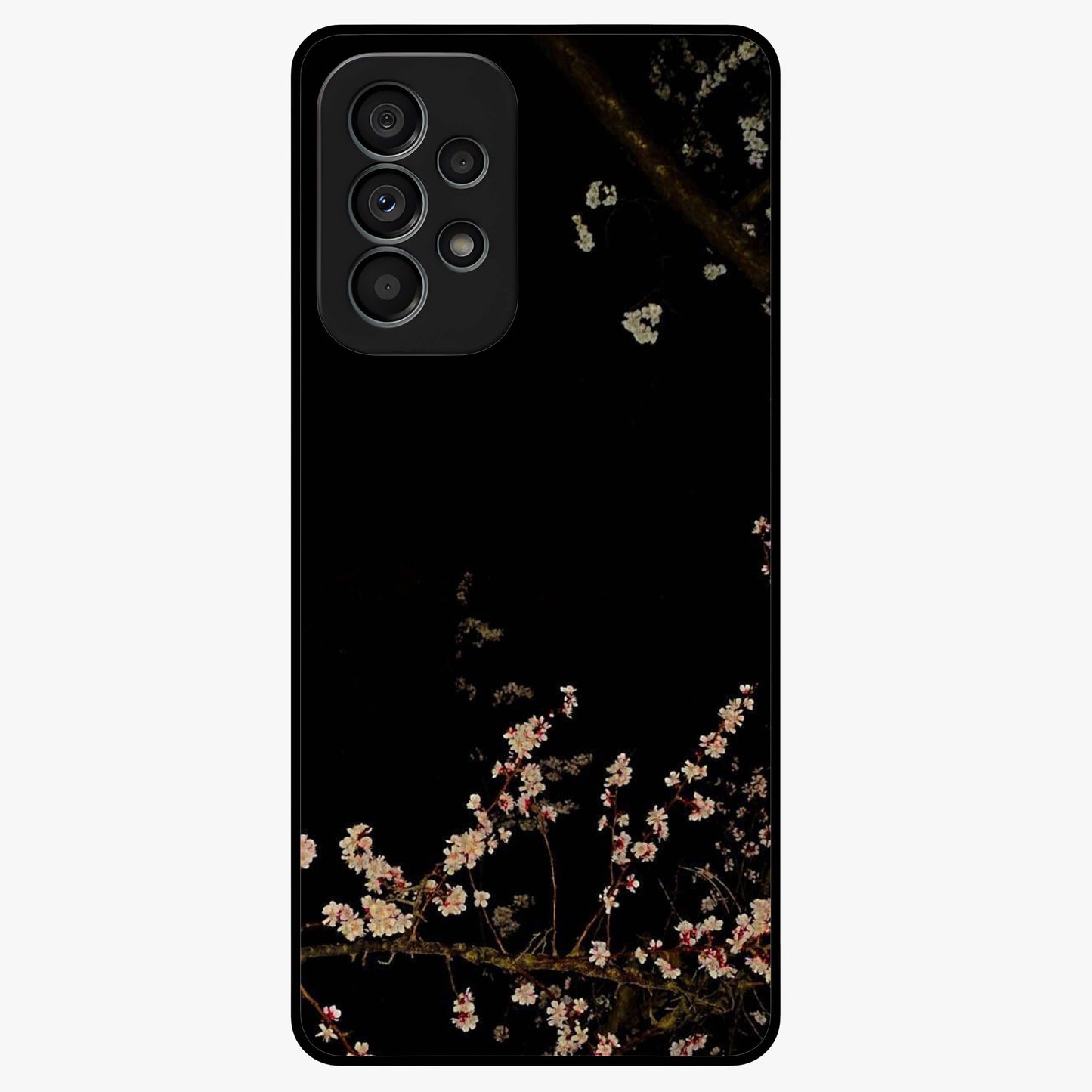 Petal Moon Light With Custom Name Glass Case showing flat back view with floral moonlight artwork and personalized name design.