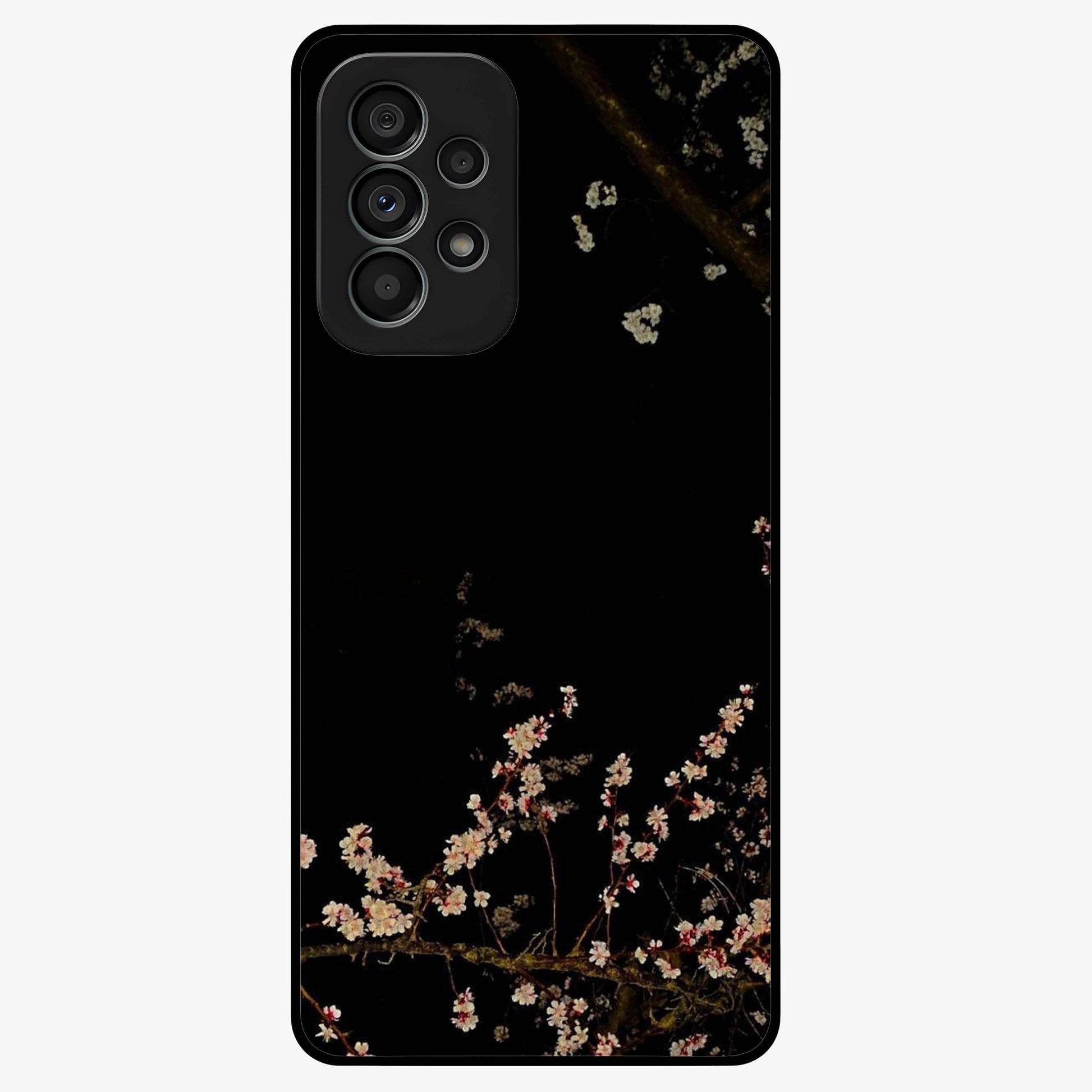 Petal Moon Light With Custom Name Glass Case showing flat back view with floral moonlight artwork and personalized name design.