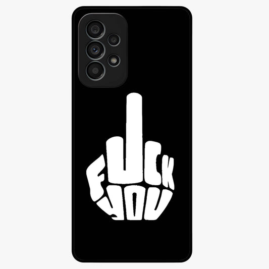 Rebel Mode On Glass Case showing flat back view with bold rebellious typography artwork and glossy glass finish.