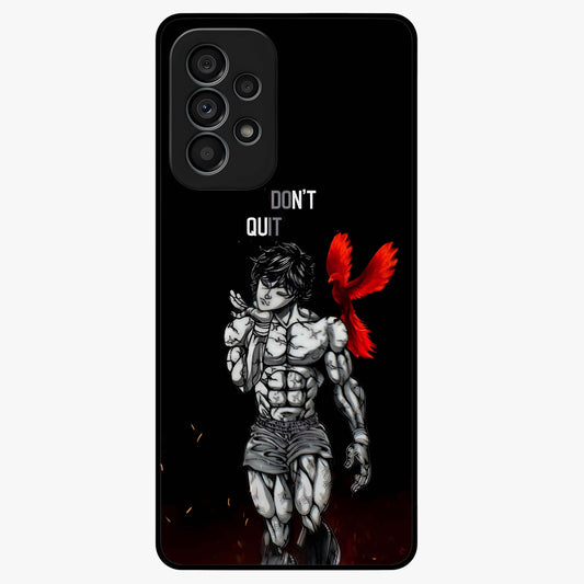 Rise Beyond Limits Glass Case showing flat back view with motivational typography artwork and glossy glass finish.