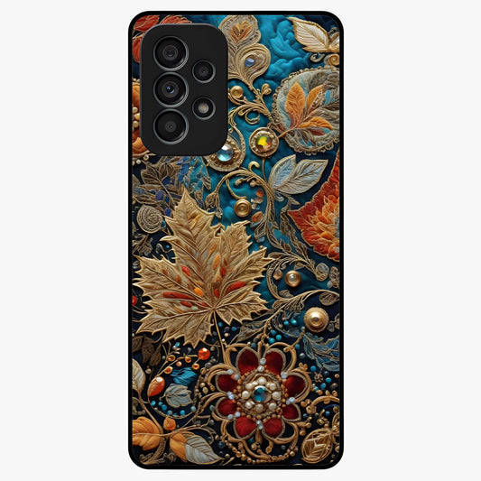 Royal Jewel Garden Glass Case showing flat back view with decorative floral garden artwork and glossy glass finish.