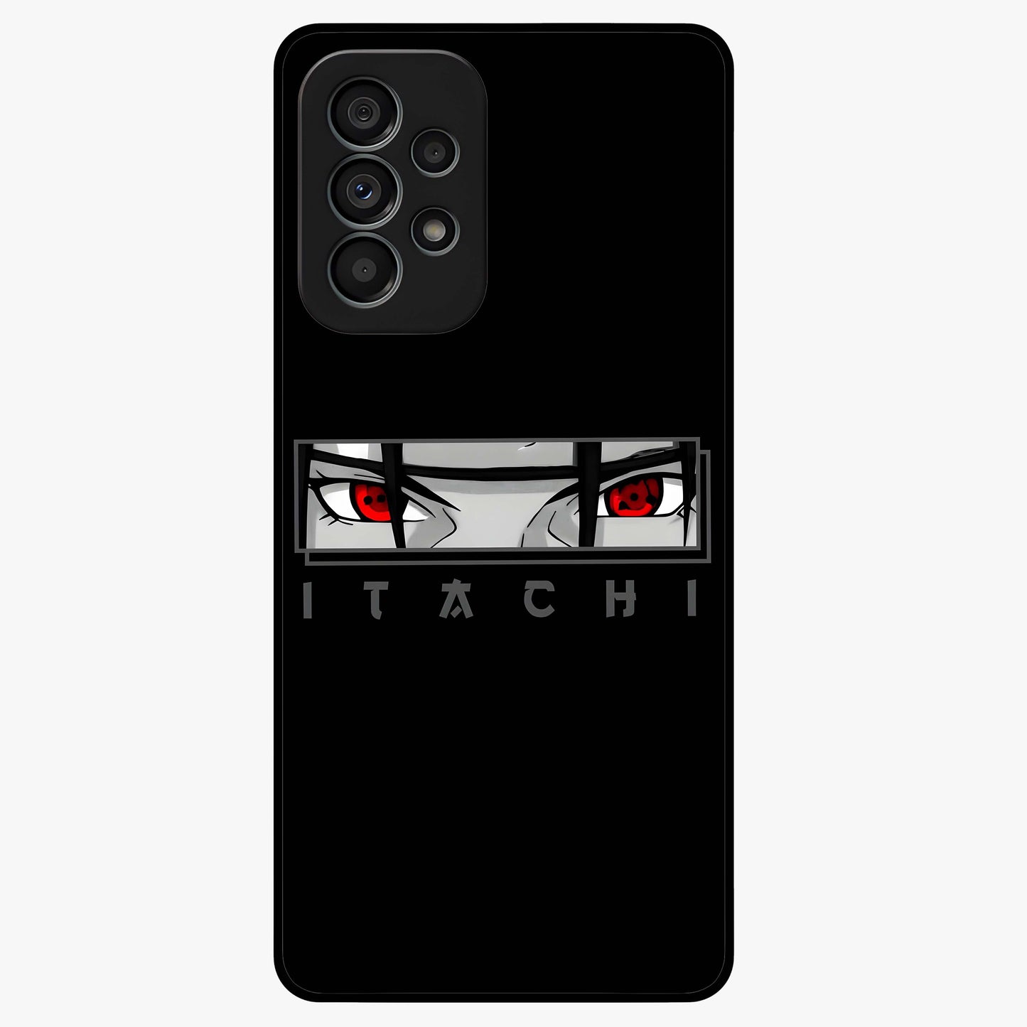 Scarlet Gaze Dominance Glass Case showing flat back view with striking red themed artwork and glossy glass finish.