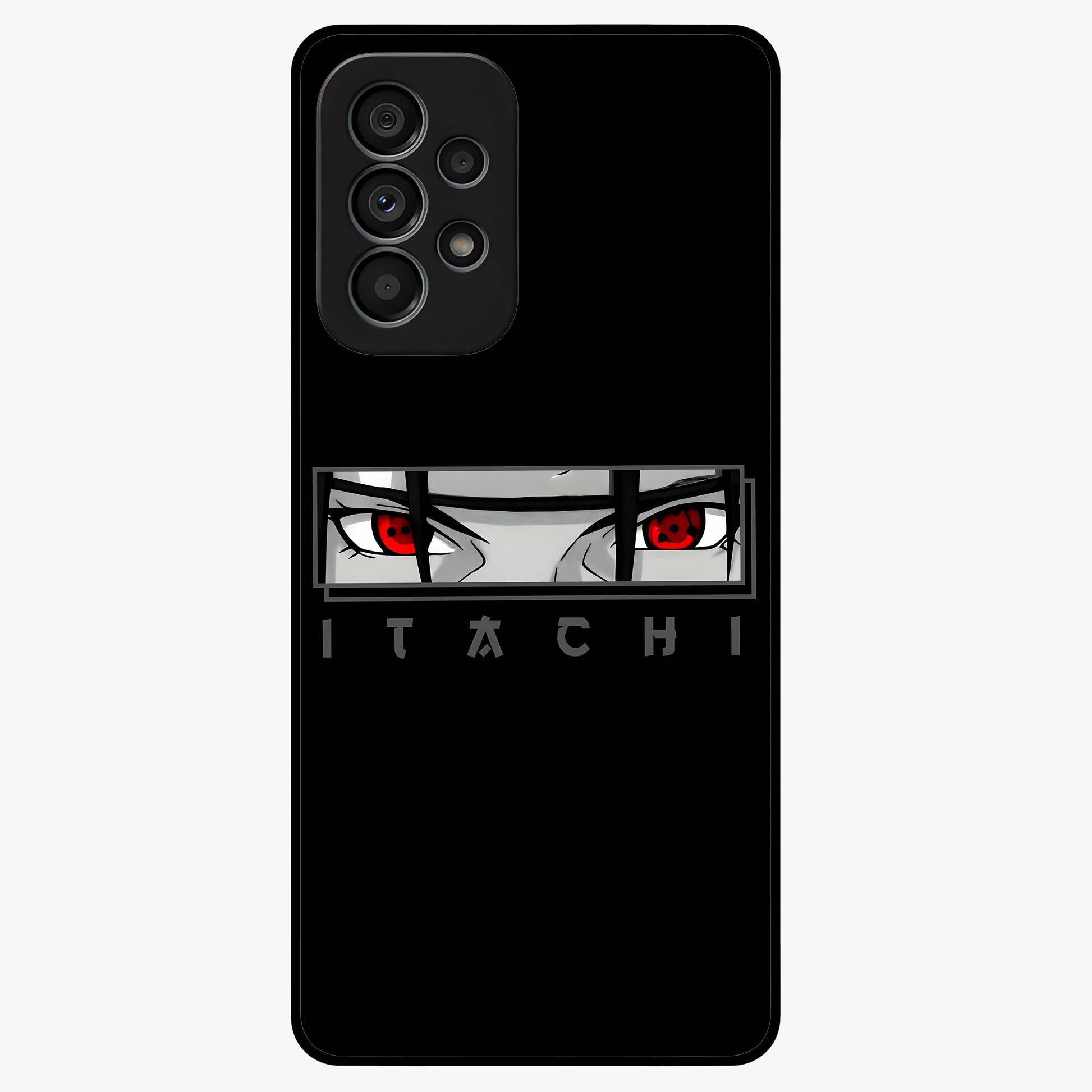 Scarlet Gaze Dominance Glass Case showing flat back view with striking red themed artwork and glossy glass finish.