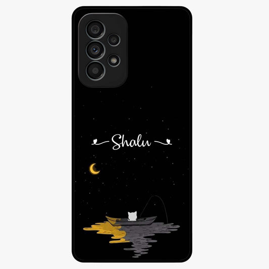 Silent Night Row Glass Case showing flat back view with calm night themed artwork and glossy glass finish.