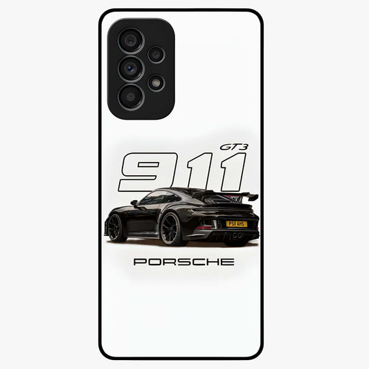 Turbo Legacy Icon Glass Case showing flat back view with iconic sports car inspired artwork and glossy glass finish.