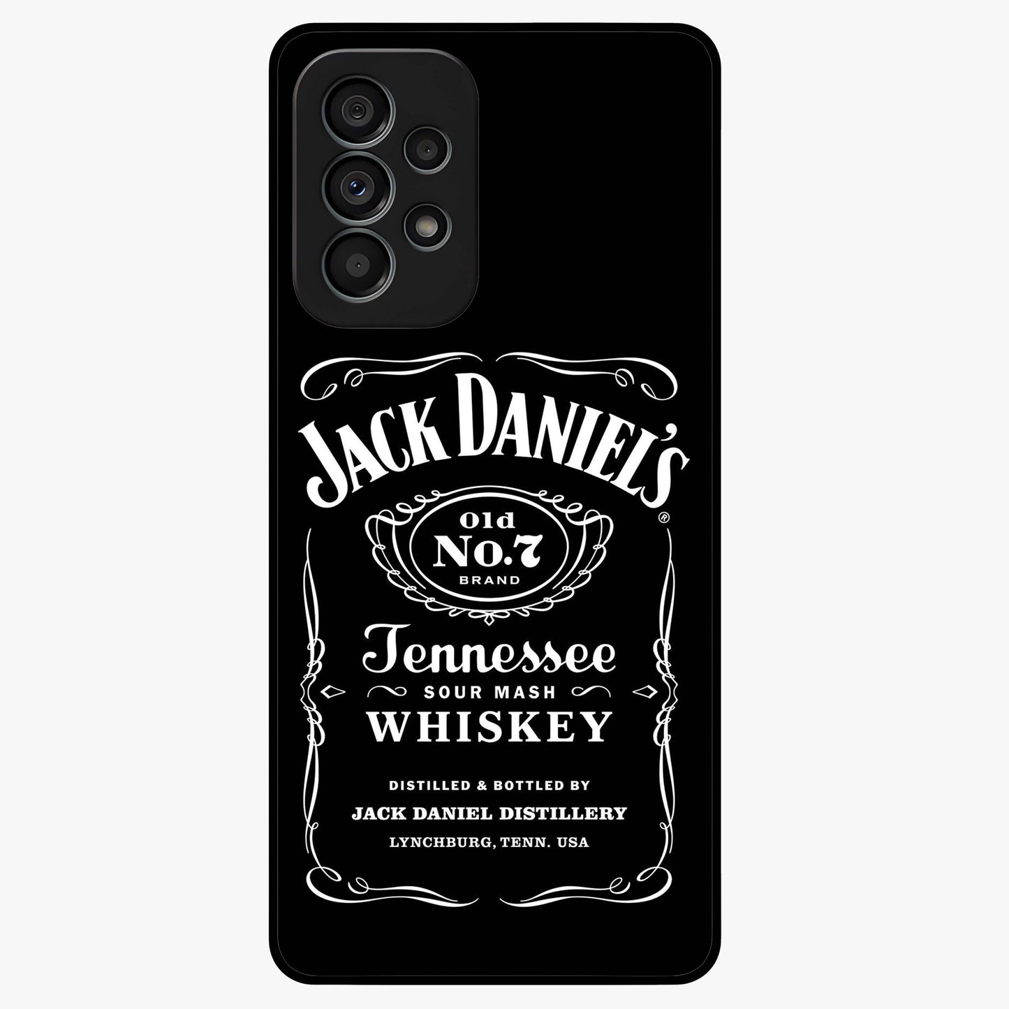 Vintage Whiskey Heritage Glass Case showing flat back view with classic whiskey inspired artwork and glossy glass finish.