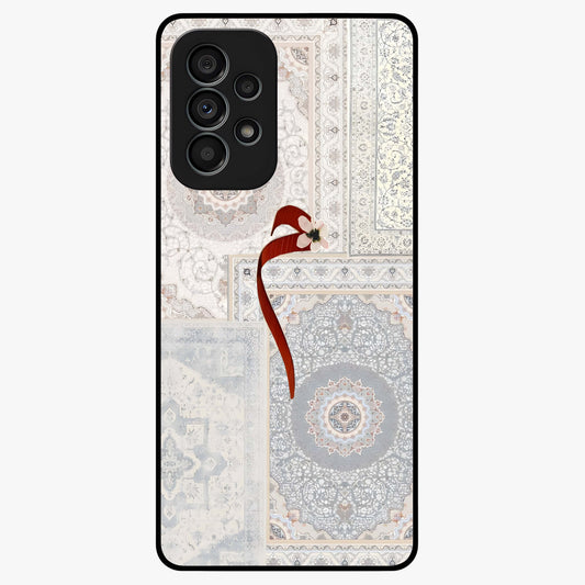 White Aesthetic Bow Glass Case showing flat back view with minimal bow artwork and glossy glass finish.