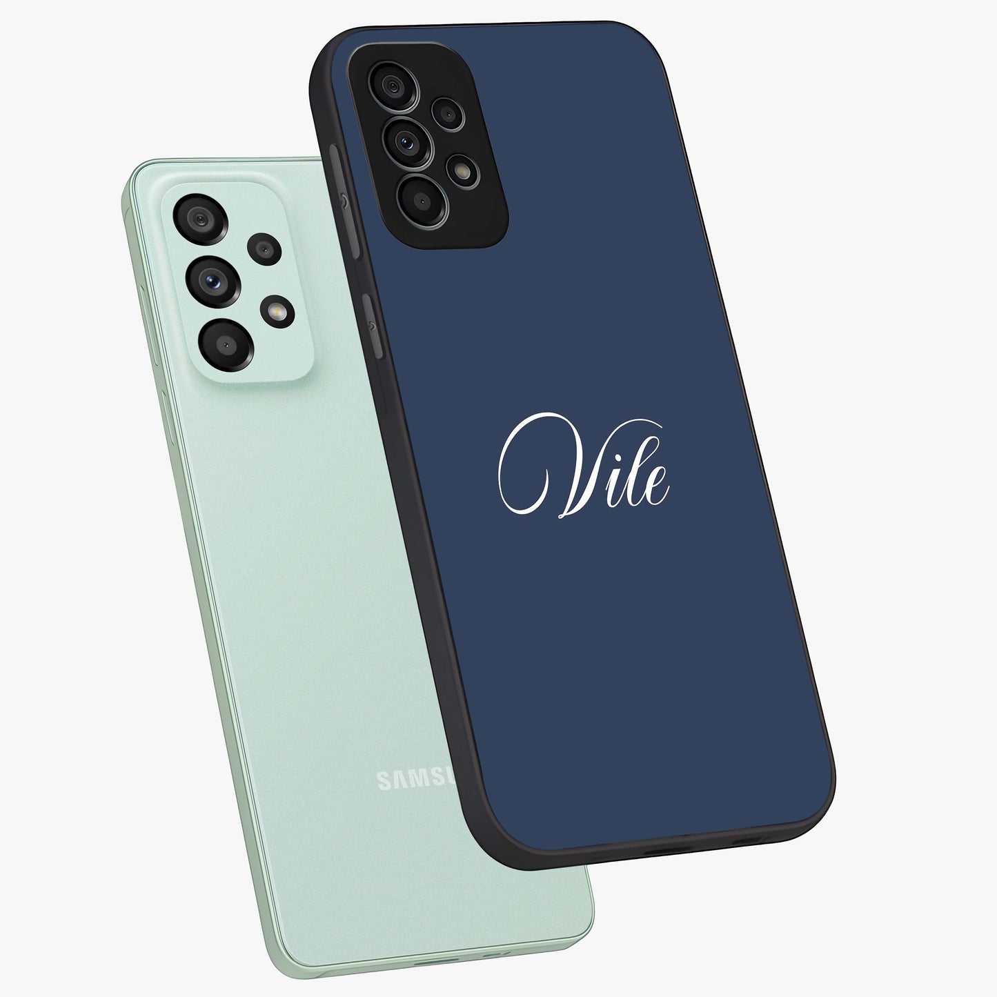 Blue Vintage Floral Pattern Glass Case showing flat back view with elegant vintage floral artwork and glossy glass finish.