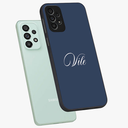 Blue Vintage Floral Pattern Glass Case showing flat back view with elegant vintage floral artwork and glossy glass finish.