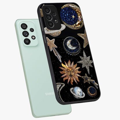 Celestial Gem Constellations Glass Case displayed in angled mockup highlighting gemstone inspired constellation design.