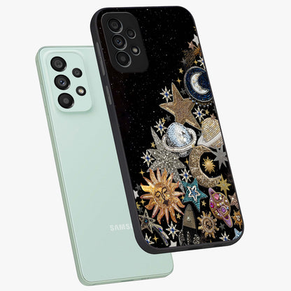 Cosmic Sparkle Dreams Glass Case displayed in angled mockup highlighting dreamy star sparkle design with celestial aesthetic.