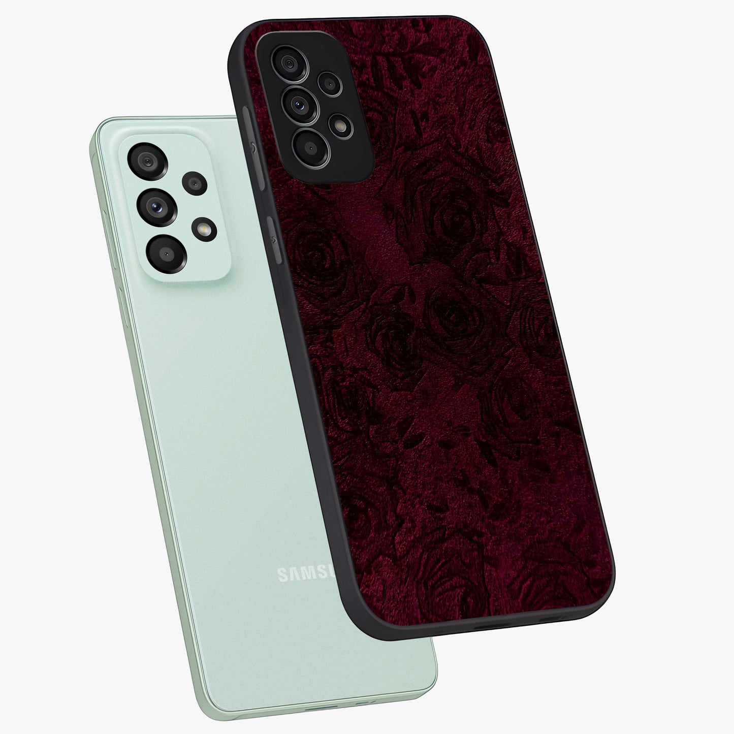 Crimson Fade Flow Glass Case displayed in angled mockup highlighting smooth gradient design with modern aesthetic style.