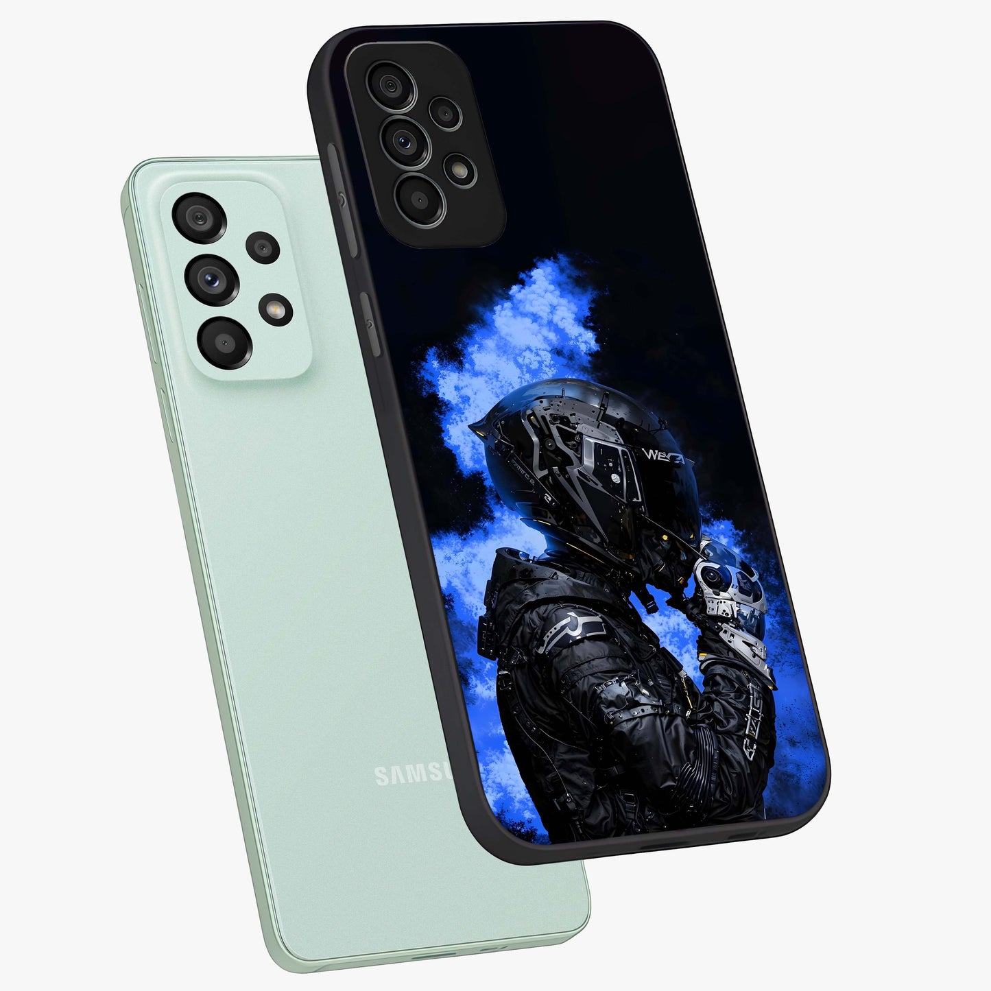 Cyber Sentinel Protocol Glass Case displayed in angled mockup highlighting digital cyber design with sci-fi aesthetic style.