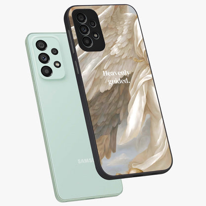 Divine Winged Grace Glass Case displayed in angled mockup highlighting graceful wing design with divine aesthetic style.