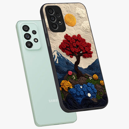 Eternal Nature Tapestry Glass Case displayed in angled mockup highlighting detailed botanical pattern with artistic aesthetic.