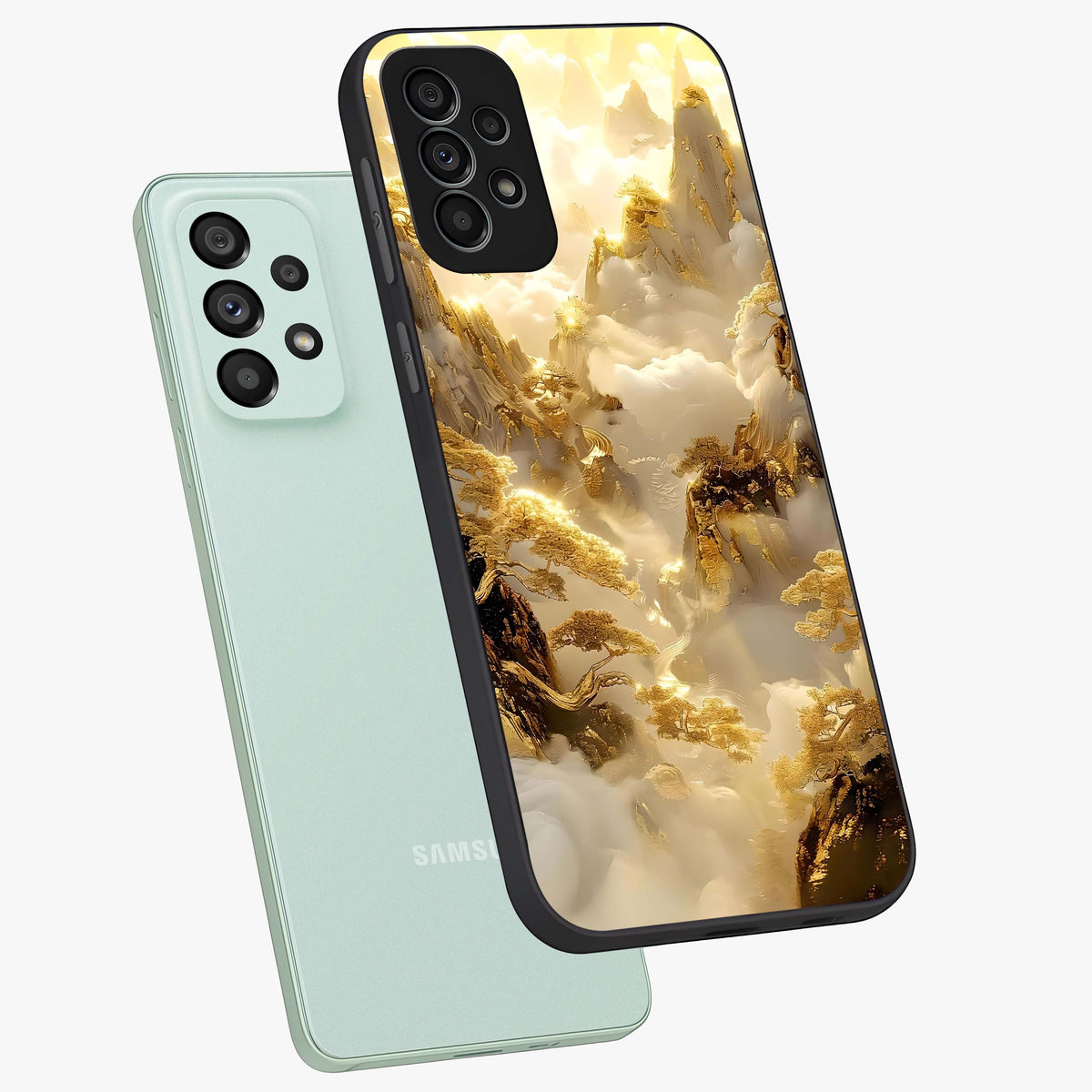 Gates Of Illumination Glass Case displayed in angled mockup highlighting radiant portal inspired design with fantasy aesthetic.
