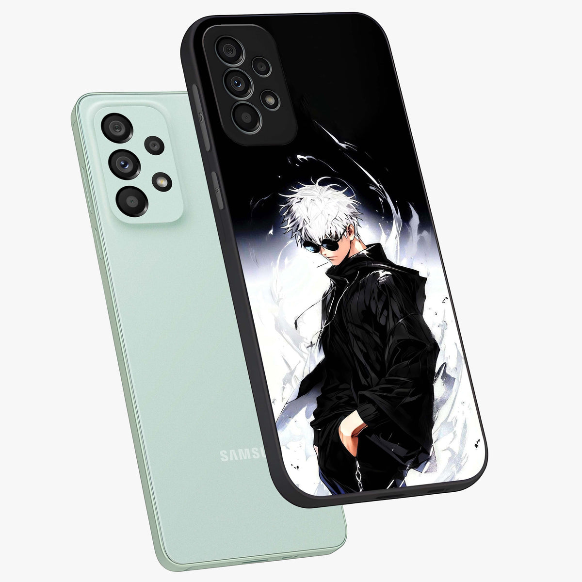 Limitless Shadow King Glass Case displayed in angled mockup highlighting dramatic dark hero design with intense aesthetic.