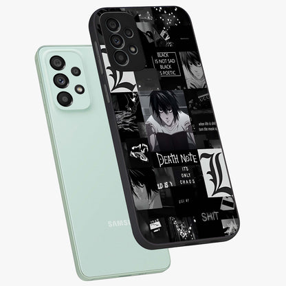 Midnight Chaos Mind Glass Case displayed in angled mockup highlighting chaotic artistic design with dramatic midnight aesthetic.