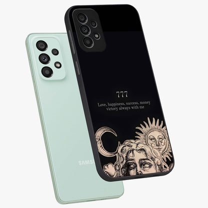 Mystic Victory Aura Glass Case displayed in angled mockup highlighting energetic aura design with bold mystical aesthetic.