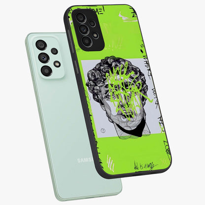 Neo Graffiti Rebellion Glass Case displayed in angled mockup highlighting urban street art design with rebellious aesthetic.