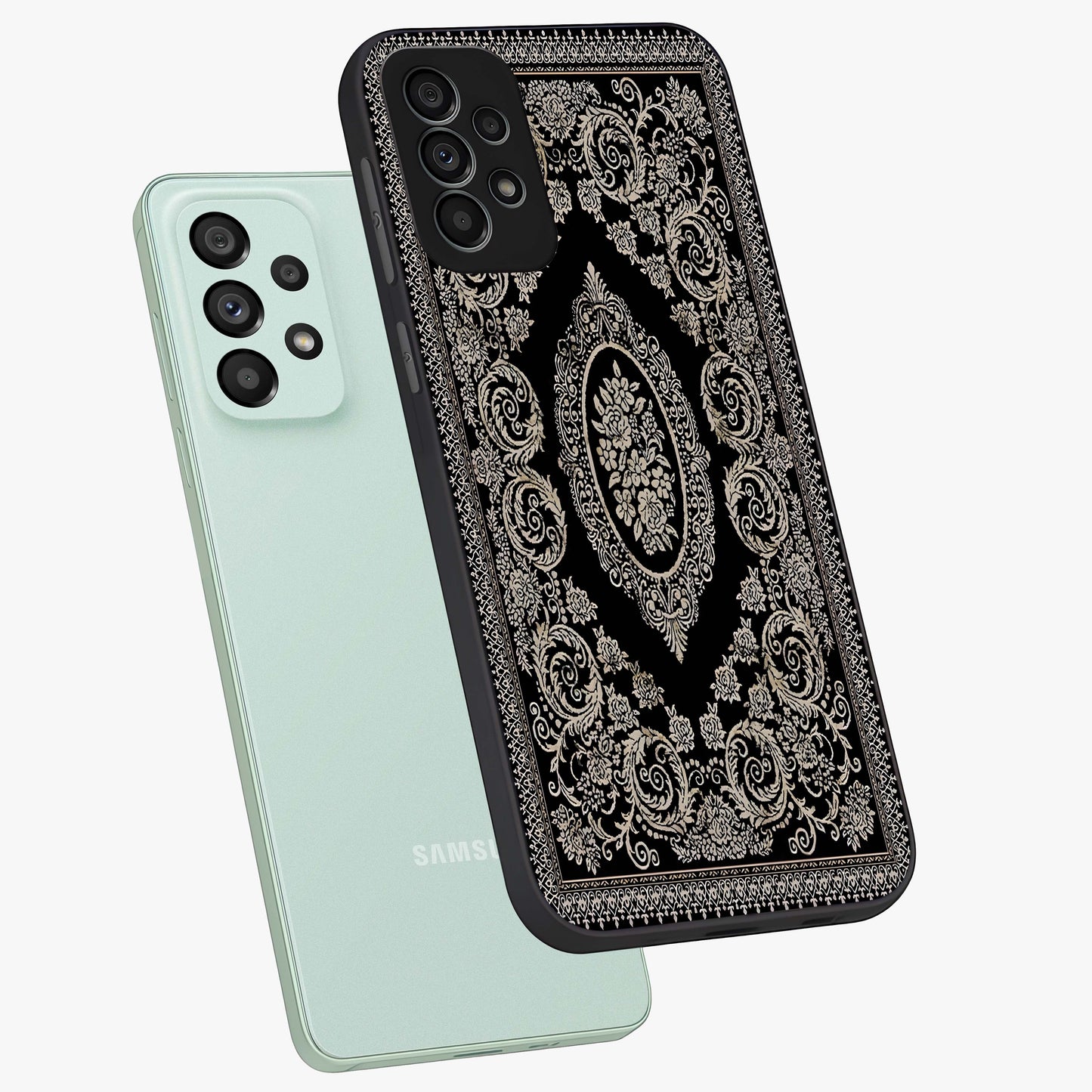 Noir Bloom Elegance Glass Case displayed in angled mockup highlighting refined flower design with stylish noir aesthetic.