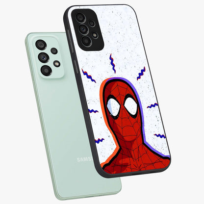 Omg Spiderman Glass Case displayed in angled mockup highlighting dynamic hero illustration with action comic aesthetic.