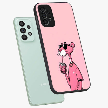 Pink Panther Glass Case displayed in angled mockup highlighting playful cartoon character design with vibrant pink aesthetic.