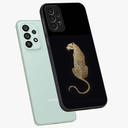 Regal Leopard Glass Case displayed in angled mockup highlighting powerful animal illustration with stylish wild aesthetic.