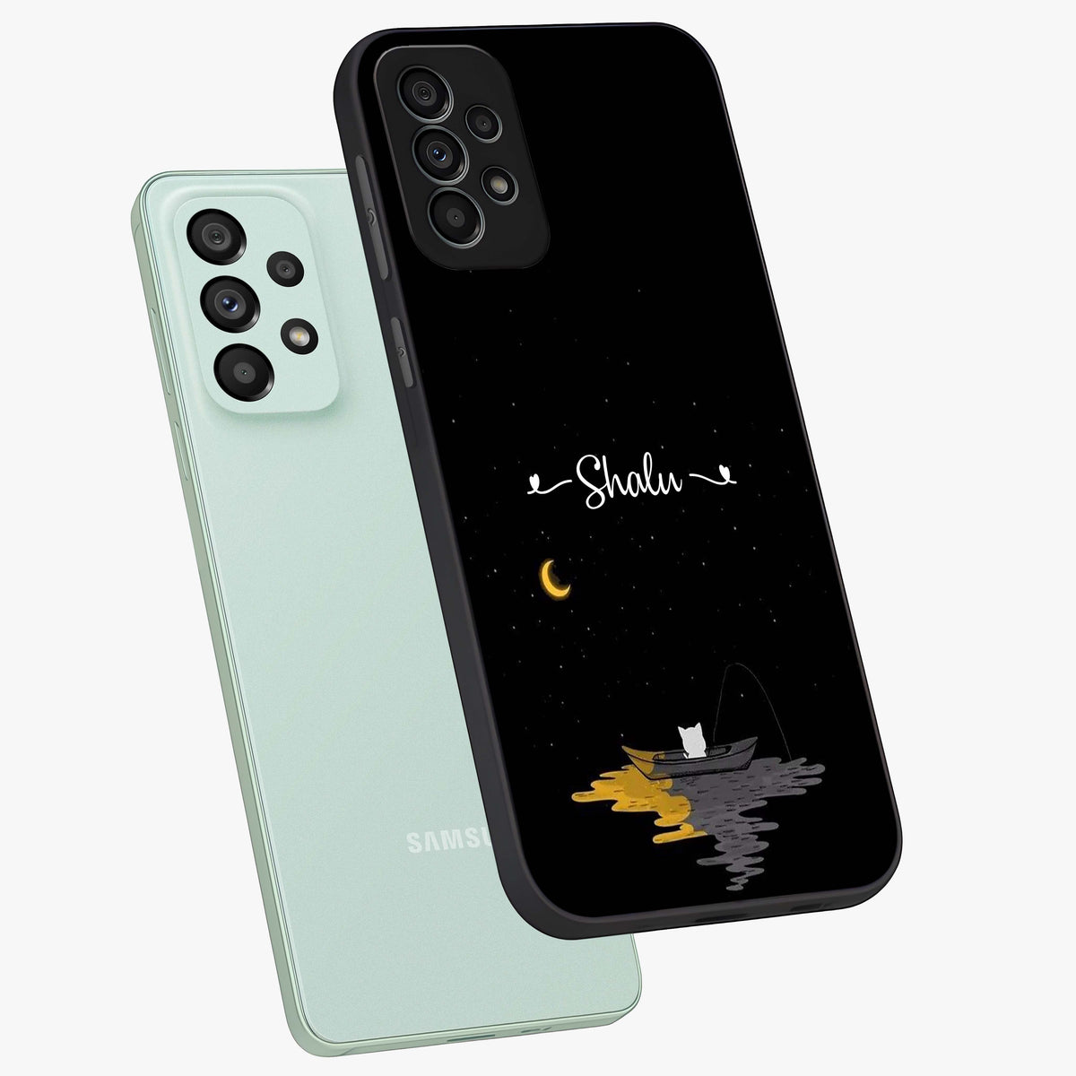 Silent Night Row Glass Case displayed in angled mockup highlighting peaceful evening design with dreamy night aesthetic.