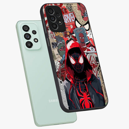 Spider Collage Street Glass Case displayed in angled mockup highlighting dynamic street style collage design with comic aesthetic.